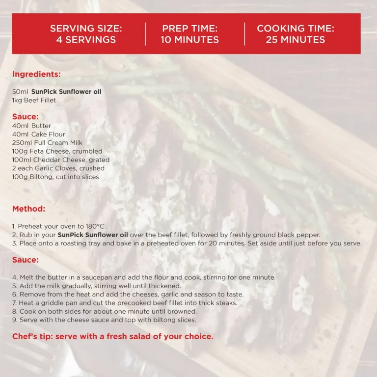 Beef Fillet w Feta Sause and Biltong Slices